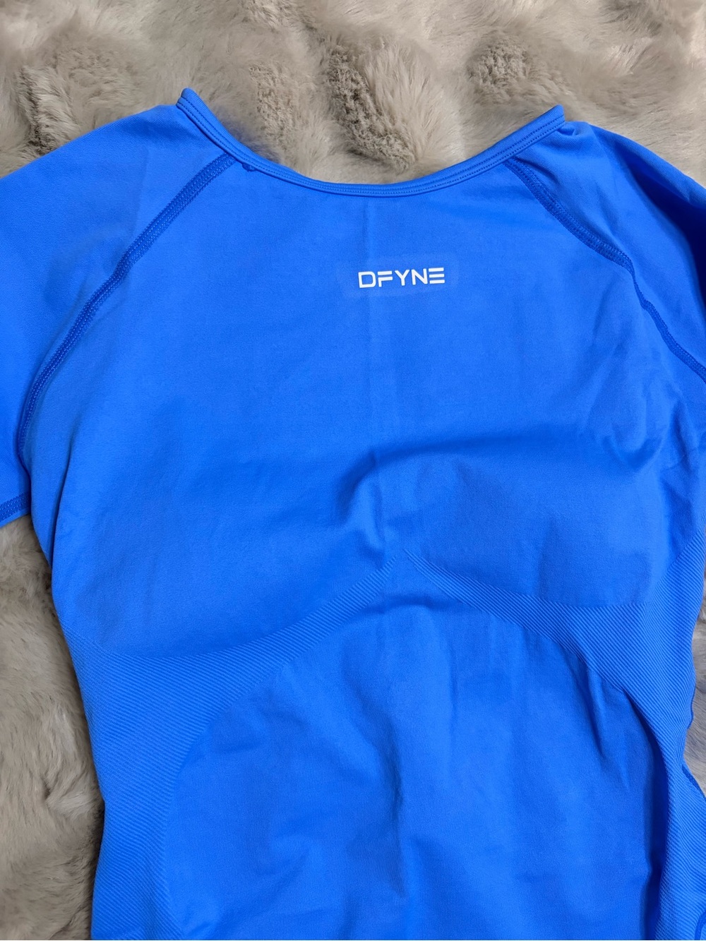 DFYNE Electric Blue Seamless Romper Size L Long Sleeve Open Back Scrunch Shorts - Picture 2 of 5